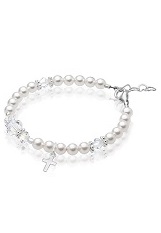 delightful teensy-weensy pearls and crystals baptism baby bracelet